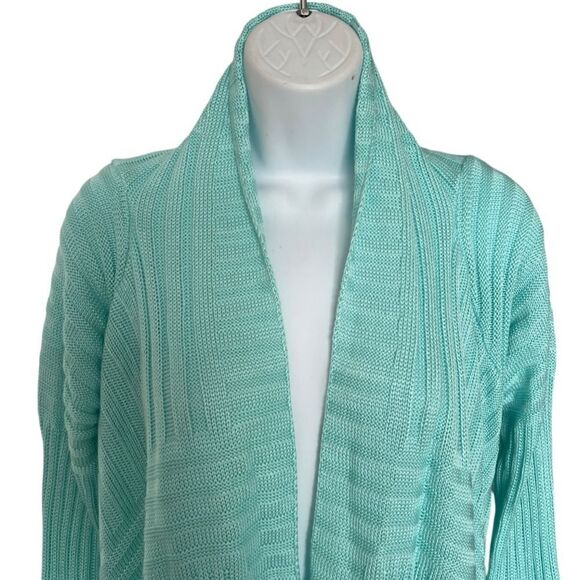 Cozy Water-Fall lightweight Cardigan Ribbed Texture Size M - Picture 2 of 6